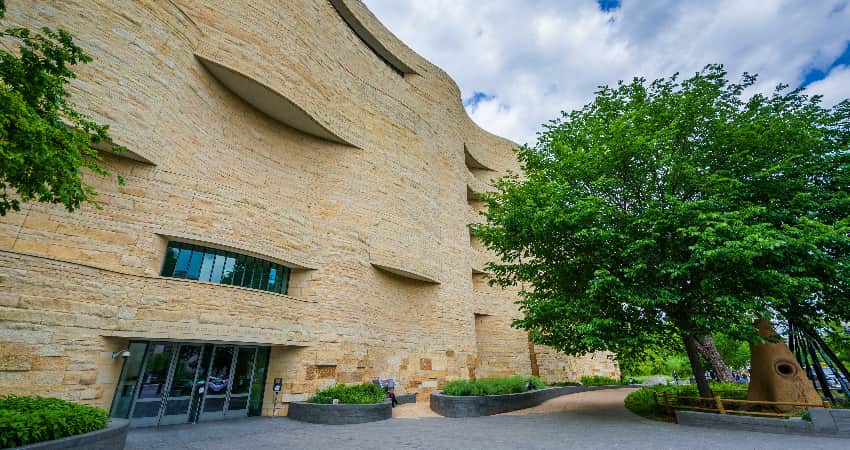 The exterior of the National Museum of the American Indian in DC