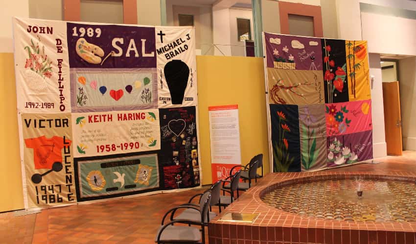 A Project AIDS Memorial Quilt displayed at the S. Dillon Ripley Center