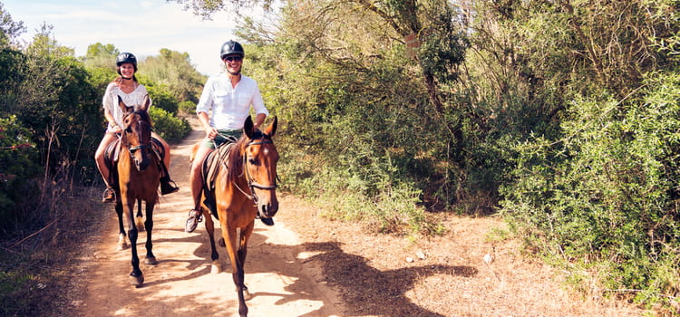 Couple horseback riding in Rock Creek Park in Washington DC