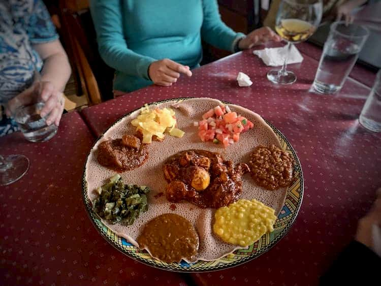 Sampler plate at Dukem Ethiopian Restaurant