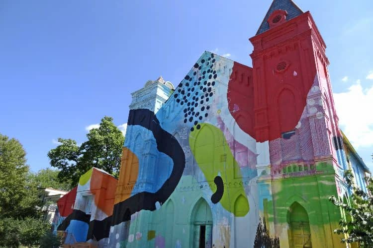 Church painted with a colorful mural in D.C.