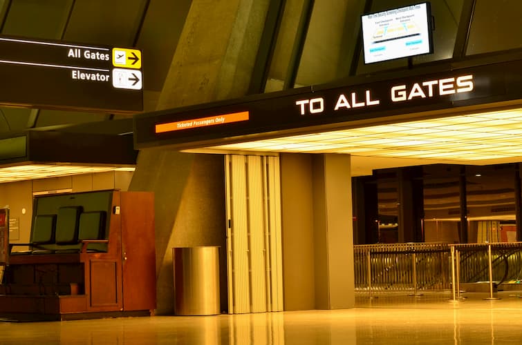 Dulles interior at night