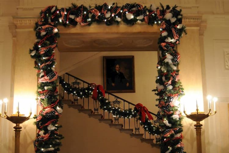 Christmas decorations inside White House